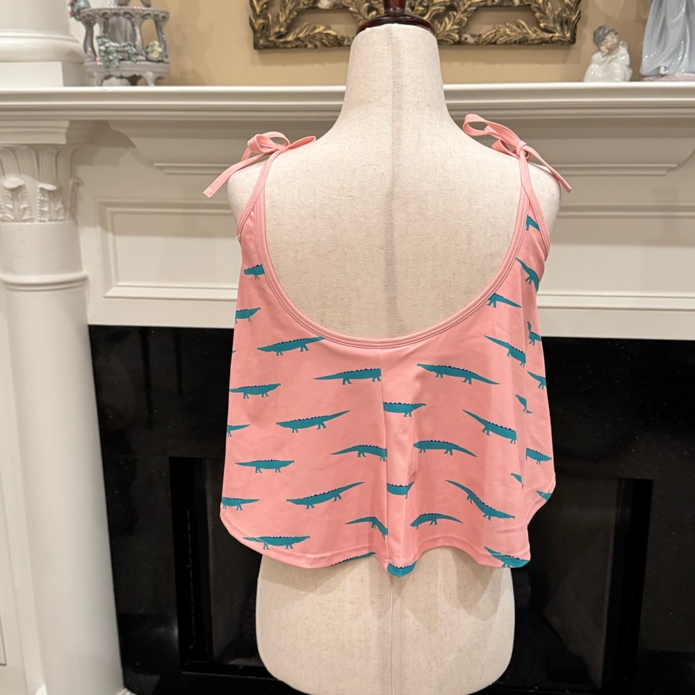 Kortni Jeane Pink Cropped Swim Tank Top – Alligator Print, Size Small, NWT - Picture 7 of 12